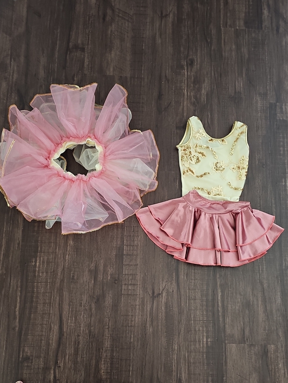 Girls Pink and Cream Ballet Tutu Costume Set